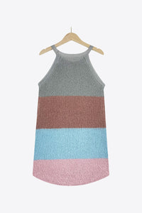 Color Block Round Neck Sleeveless Knit Top