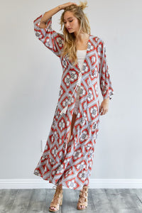 Printed Long Sleeve Kimono