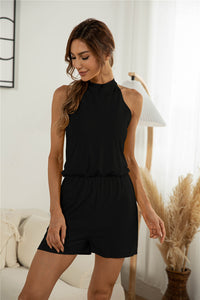 Halter Neck Elastic Waist Romper