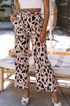 Animal Print Belted Wide Leg Pants