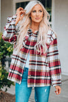 Plaid Button Front Shirt Jacket with Breast Pockets