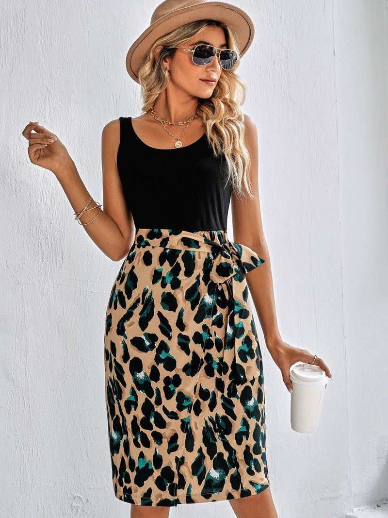 Printed Scoop Neck Sleeveless Dress