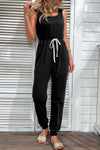 Two-Tone Drawstring Waist Sleeveless Jogger Jumpsuit