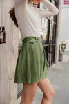 Belted Pleated Mini Skirt