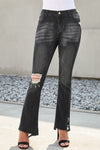 High Waist Distressed Flared Jeans