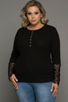 Plus Size Spliced Lace Ribbed Top