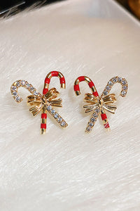 Christmas Candy Cane Cubic Zirconia Earrings