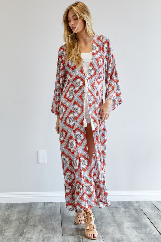 Printed Long Sleeve Kimono