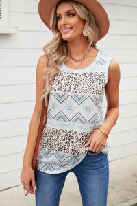 Geometric Leopard Print Tank