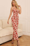 Floral Tie Front Spaghetti Strap Jumpsuit