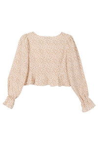 LS Floral Frill Cropped Top