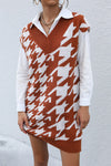 Large Scale Houndstooth Vest Dresss Sweater Dress